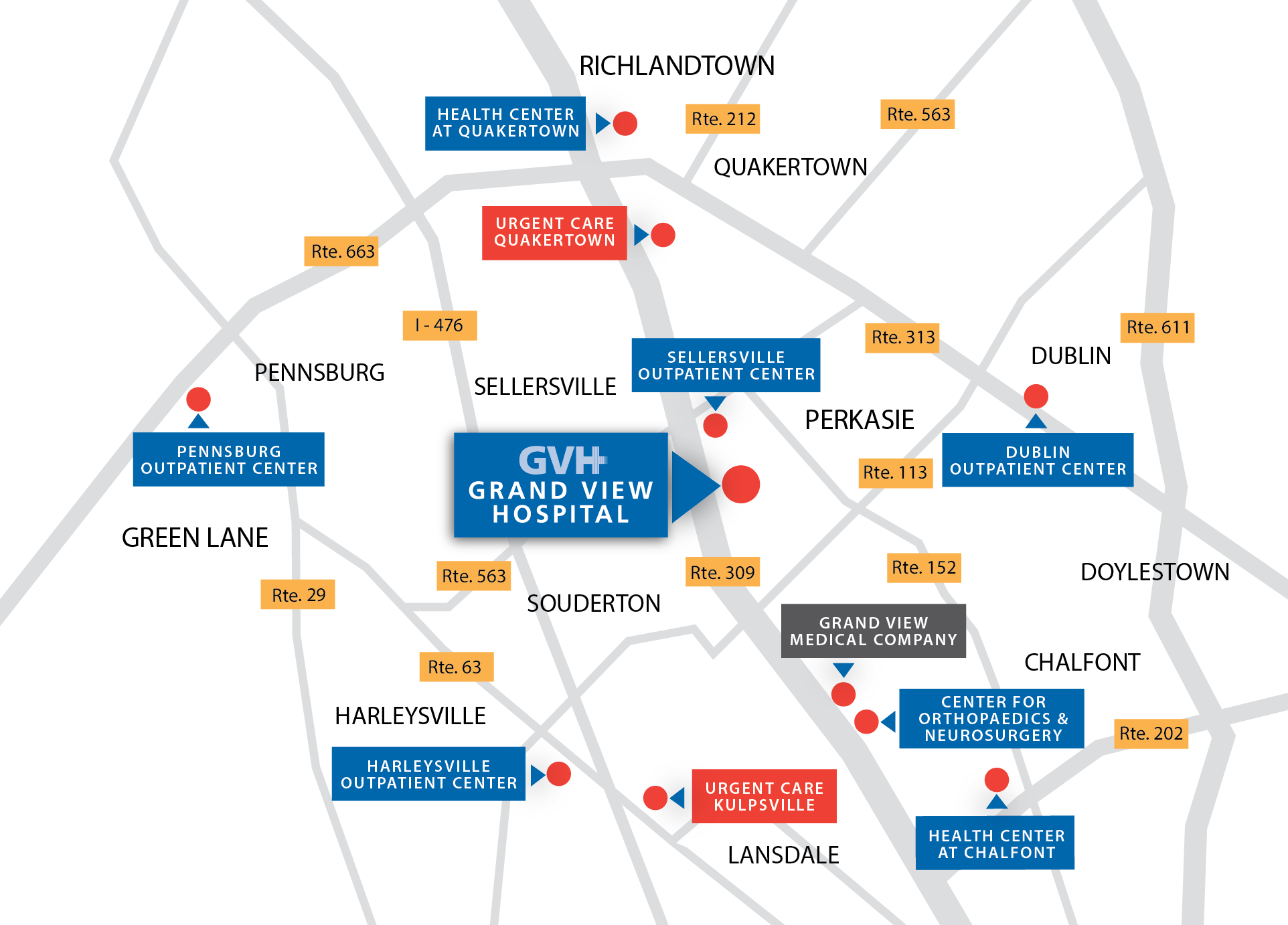 Grand View Health Area Map